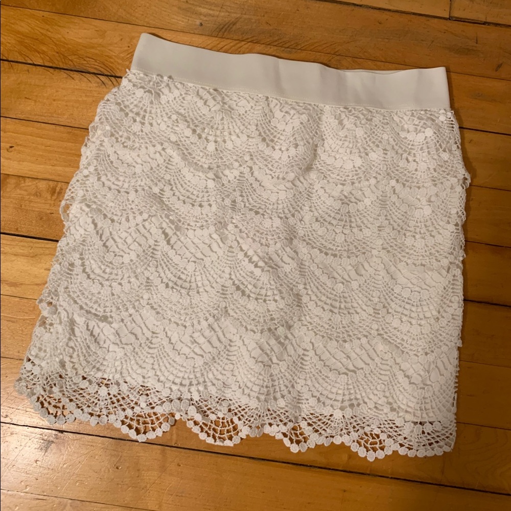 White lace mini skirt